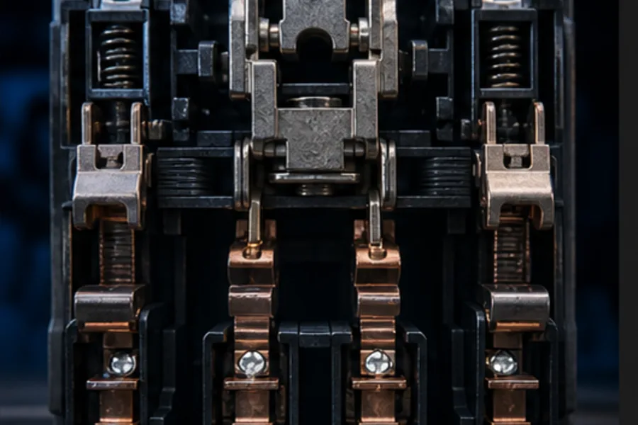 Released contactor armature with the main power contacts physically open