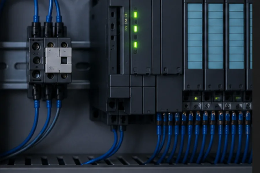 Auxiliary contact from a contactor wired back to a PLC input module