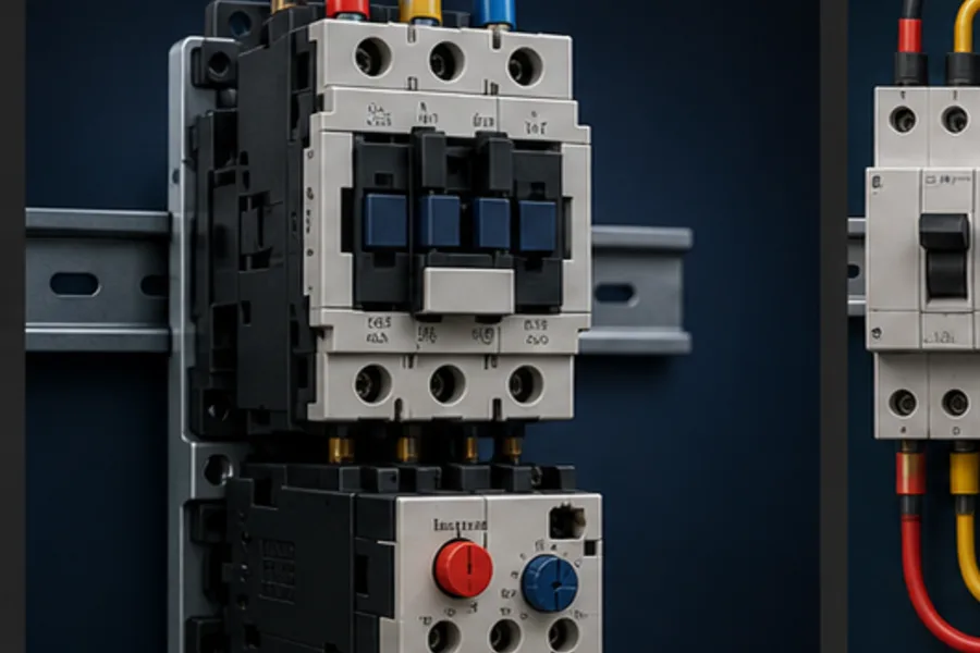 Direct-on-line motor starter made from a contactor and thermal overload relay