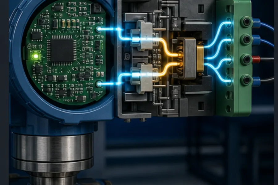 Pressure transmitter electronics conditioning a sensor bridge into a current-loop signal