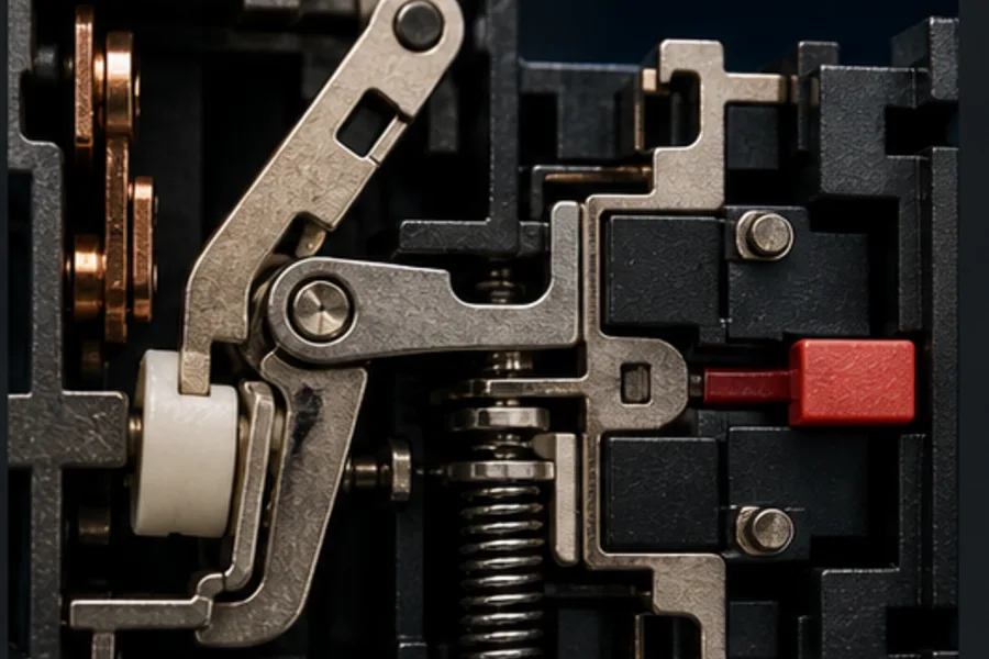 Mechanical trip linkage changing the overload relay auxiliary-contact state