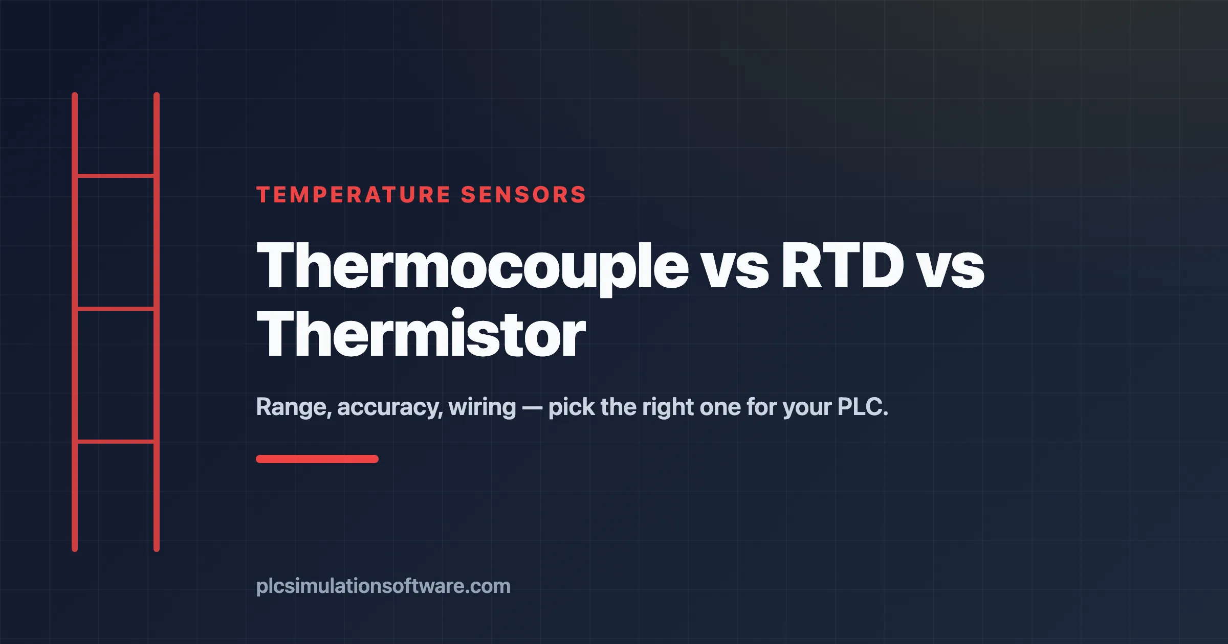 Thermocouple vs RTD vs thermistor — accuracy, range, wiring, and PLC module requirements