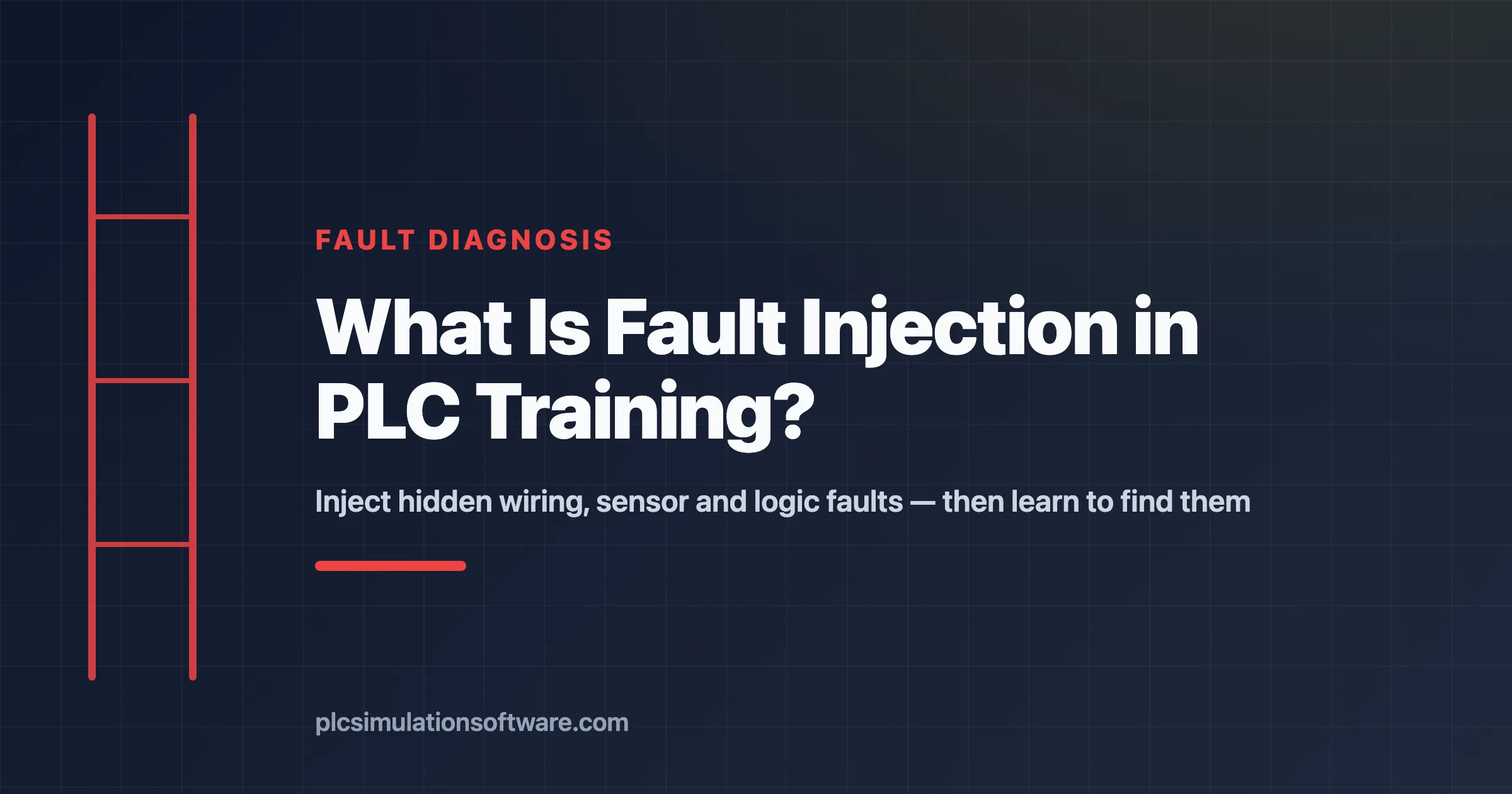 What is fault injection in PLC training — injecting hidden wiring, sensor and logic faults