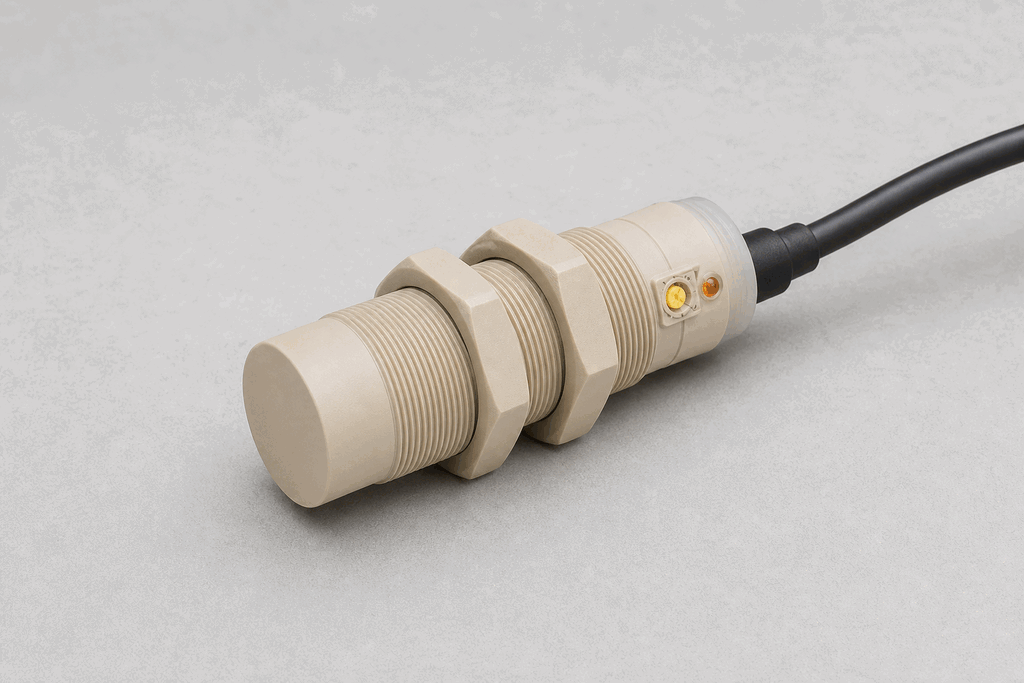 Representative real-world Capacitive Proximity Sensor hardware on an industrial workbench