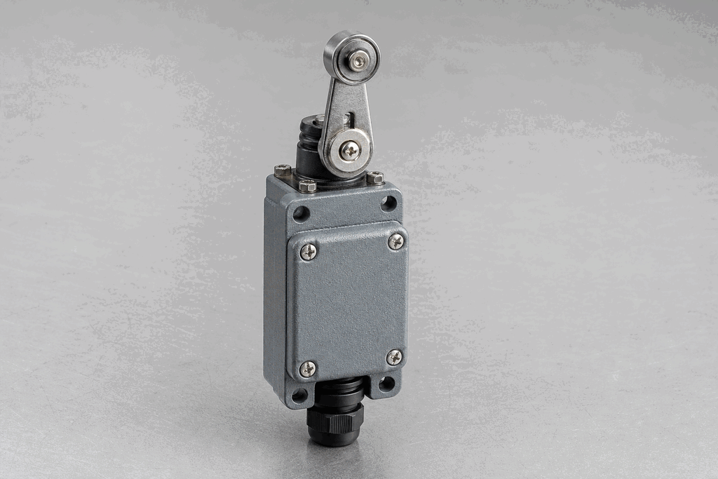 Representative real-world Mechanical Limit Switch hardware on an industrial workbench
