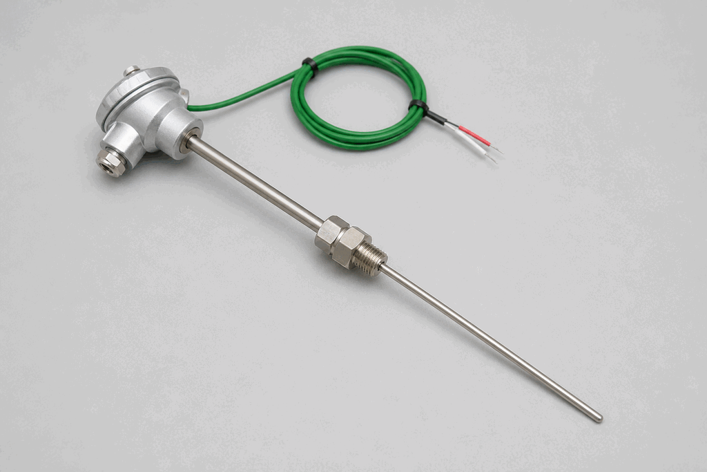Representative real-world Thermocouple (Type K) hardware on an industrial workbench