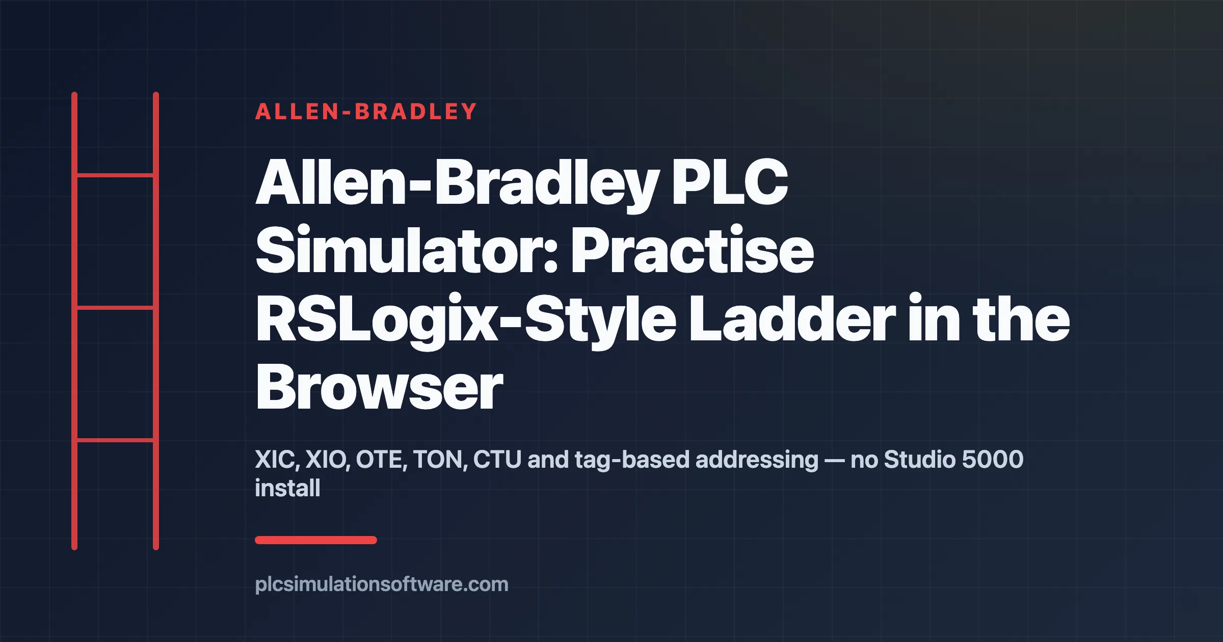 Allen-Bradley PLC simulator — practise RSLogix-style ladder logic with XIC, XIO, OTE, TON and CTU in the browser