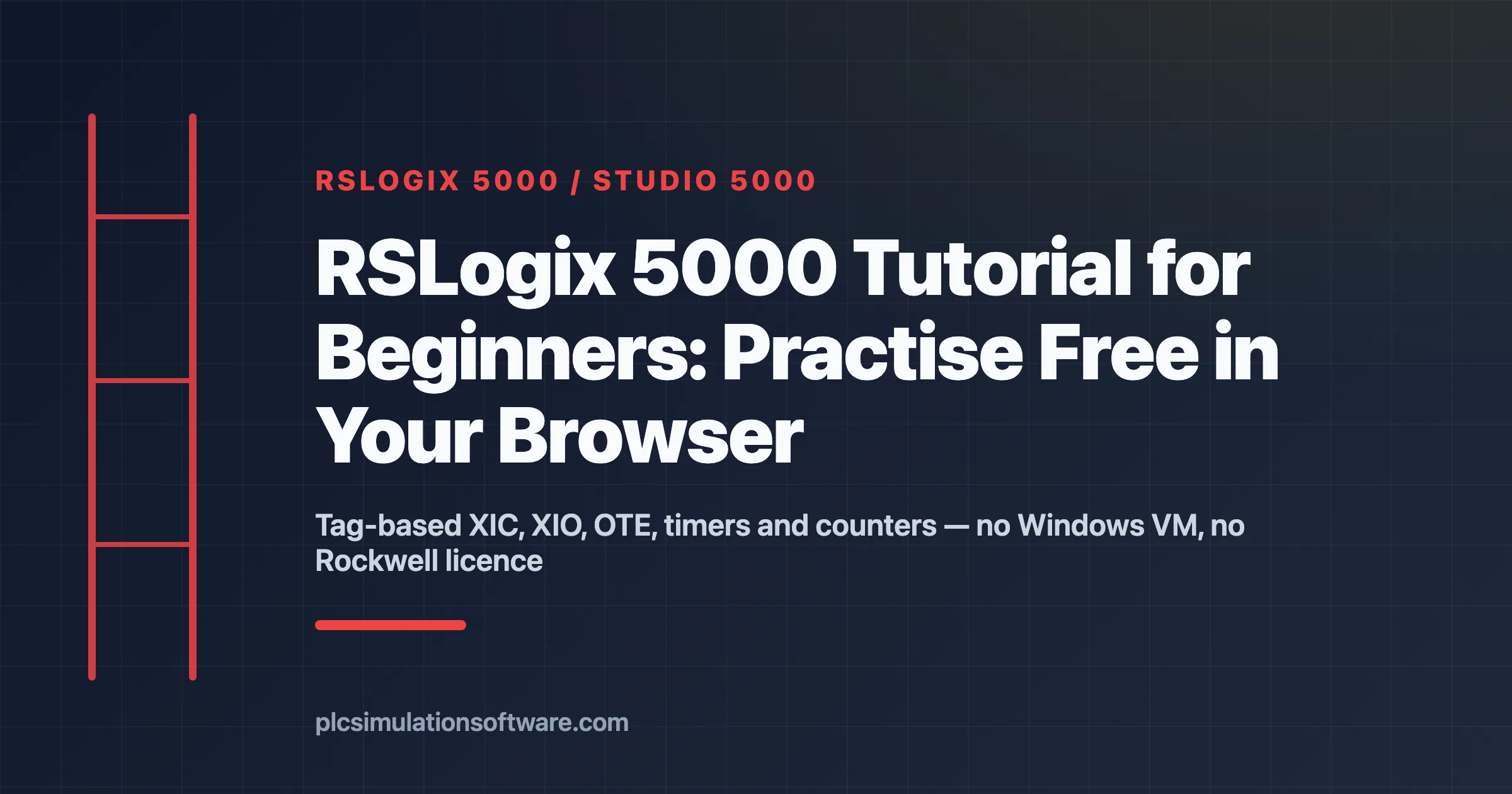 RSLogix 5000 tutorial for beginners — practise Studio 5000 XIC OTE ladder in the browser