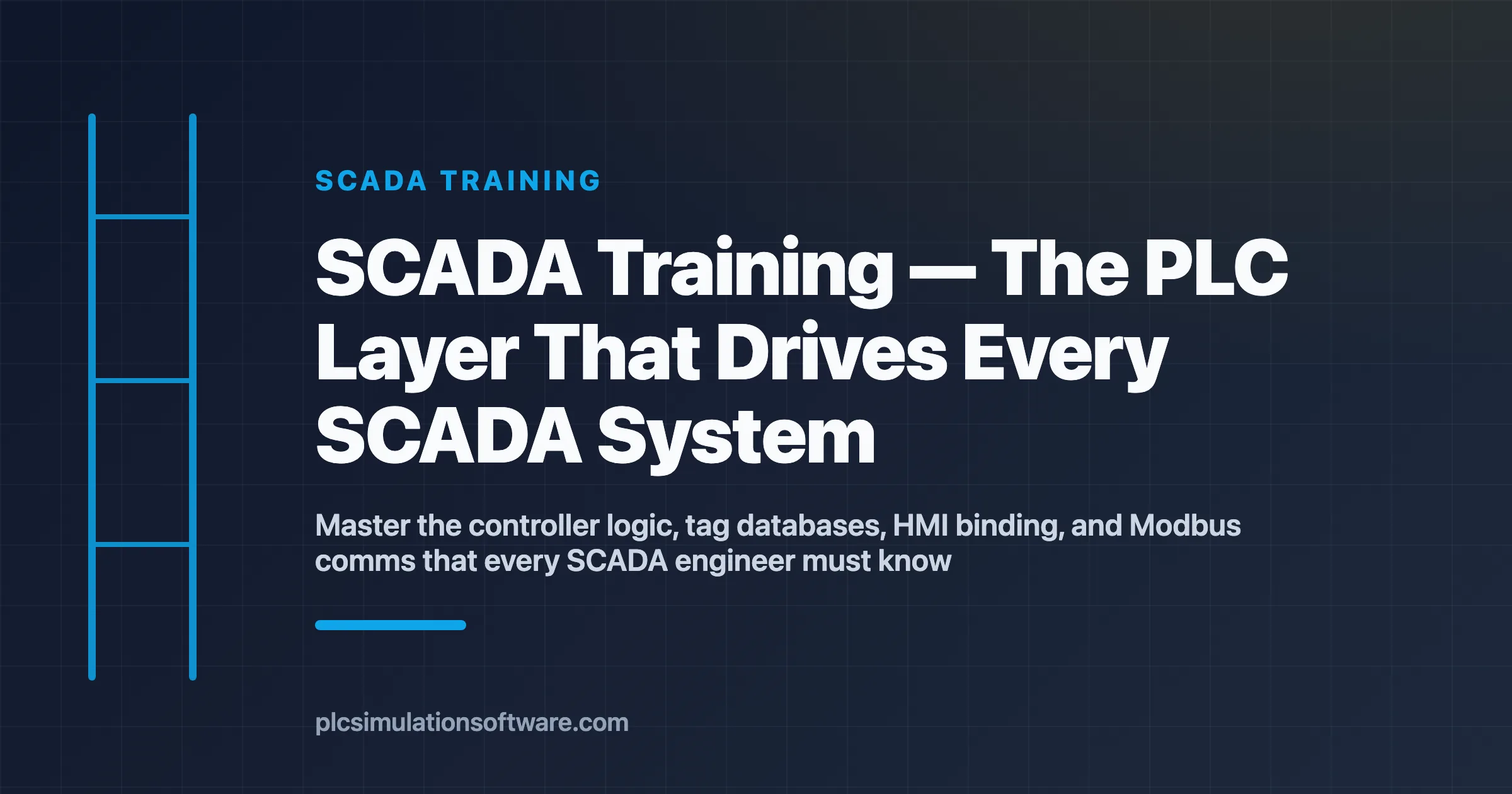 SCADA training — PLC ladder logic and HMI tag binding in the browser