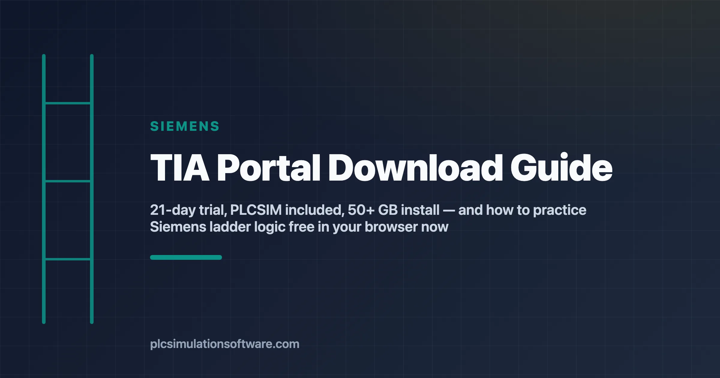TIA Portal download guide — 21-day trial, STEP 7 licensing, PLCSIM, and Siemens ladder logic practice