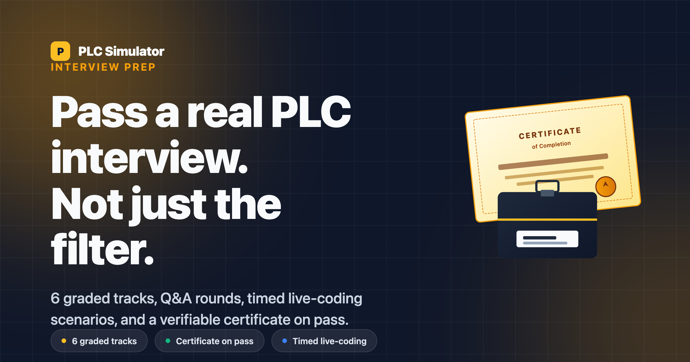 Sunoco Simulation Interview PLC Interview Prep — 6 Graded Tracks with Certificates - PLC Simulator